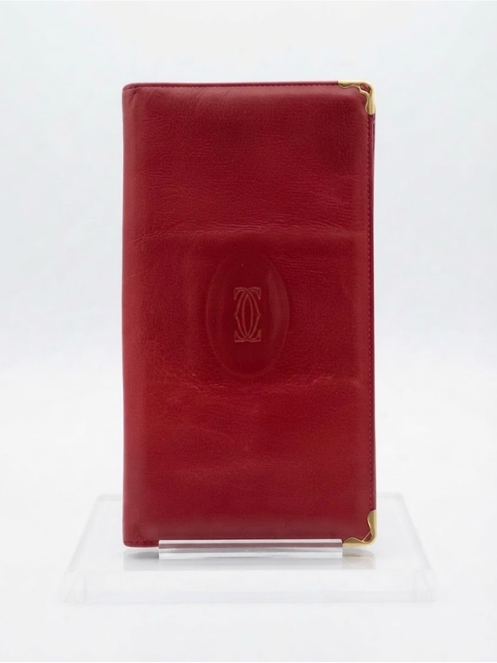 Vintage Cartier Paris Burgundy Leather Long Wallet Clutch